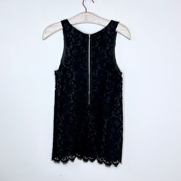 Theory Winoa Black Lace Floret Sleeveless Tunic Size Small Tank Top Zipper Back - Picture 3 of 5